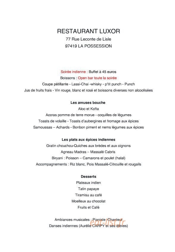 Restaurant luxor — carte page 3
