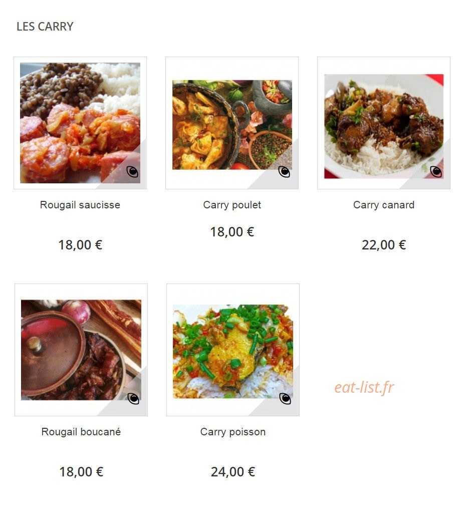 Restaurant Mafate — carte page 1