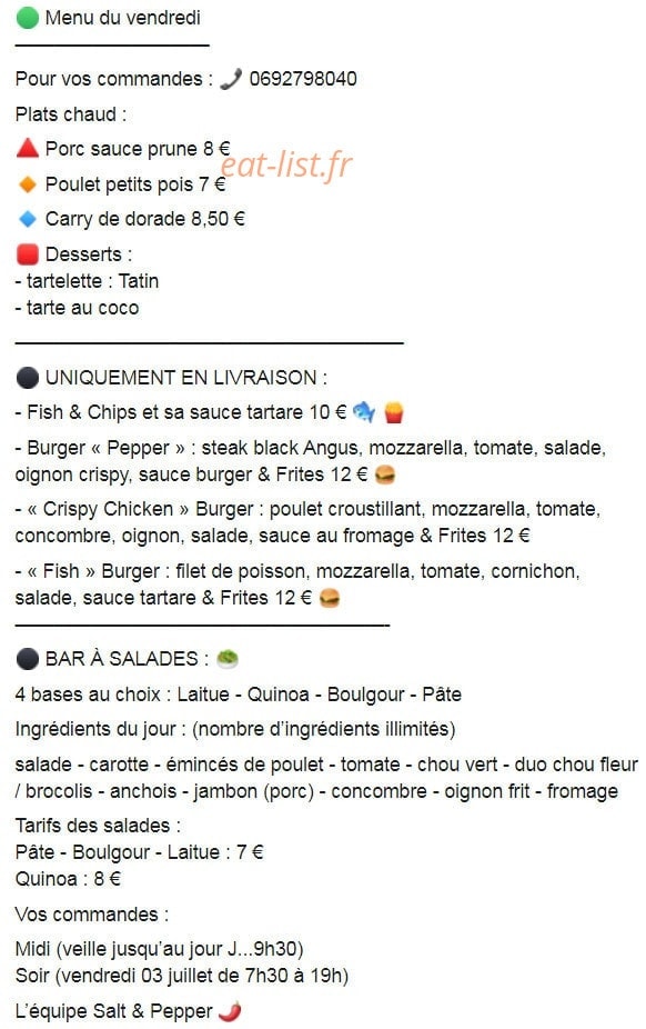 Salt & Pepper — carte page 1