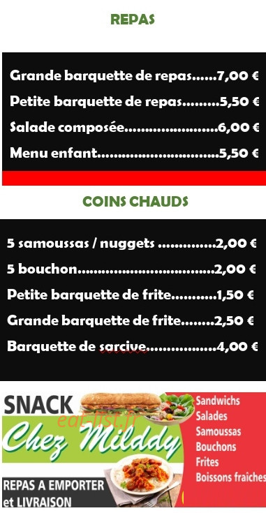 Snack chez Milddy — carte page 2