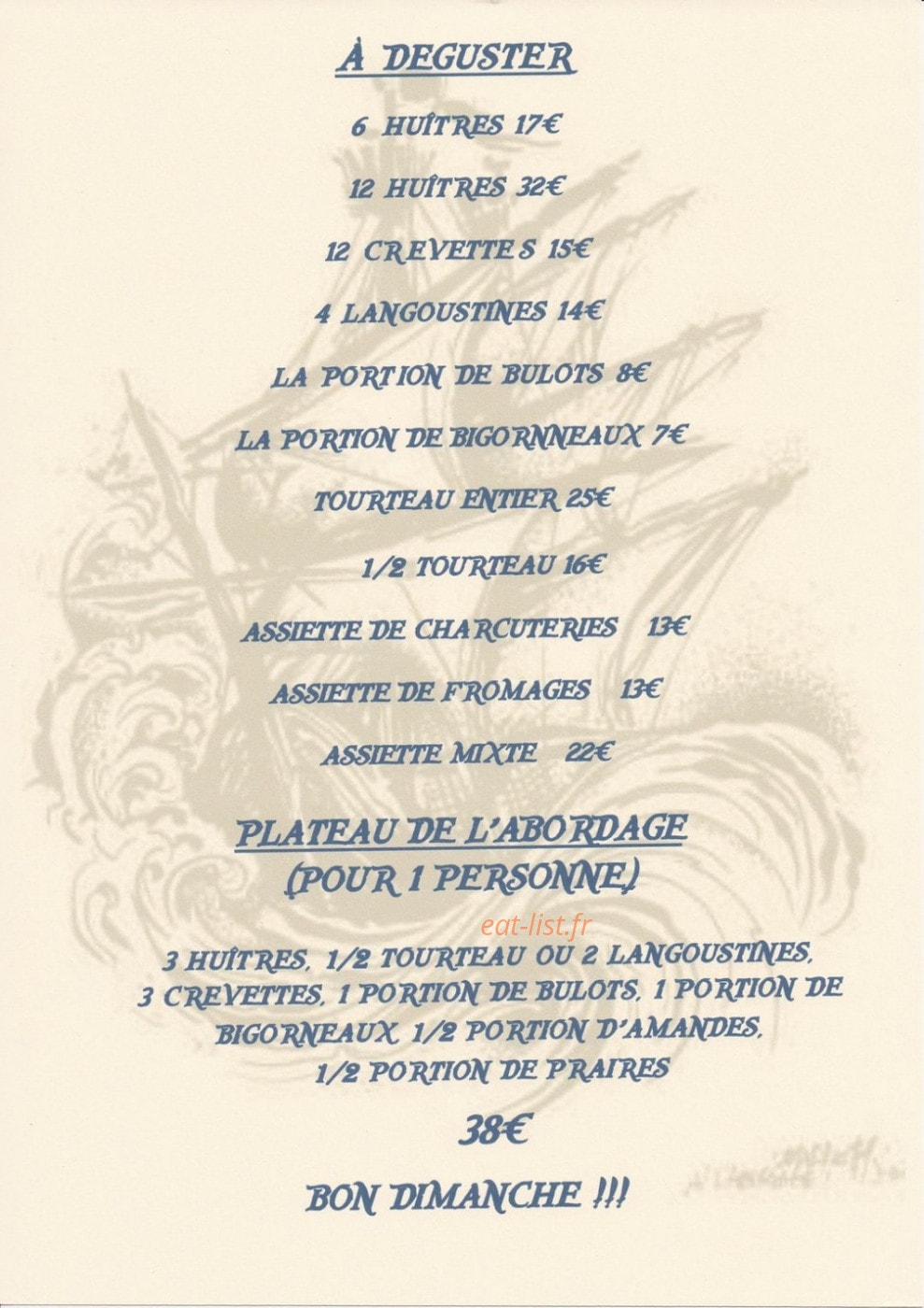 Bistrot à l'Abordage — carte page 2
