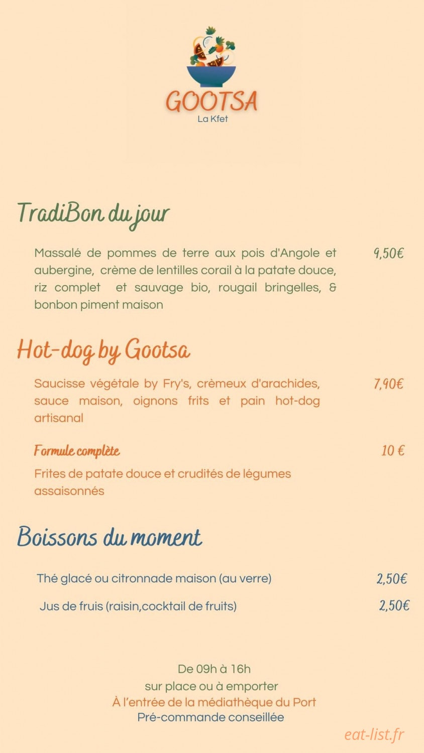 Gootsa La Kfet — carte page 1