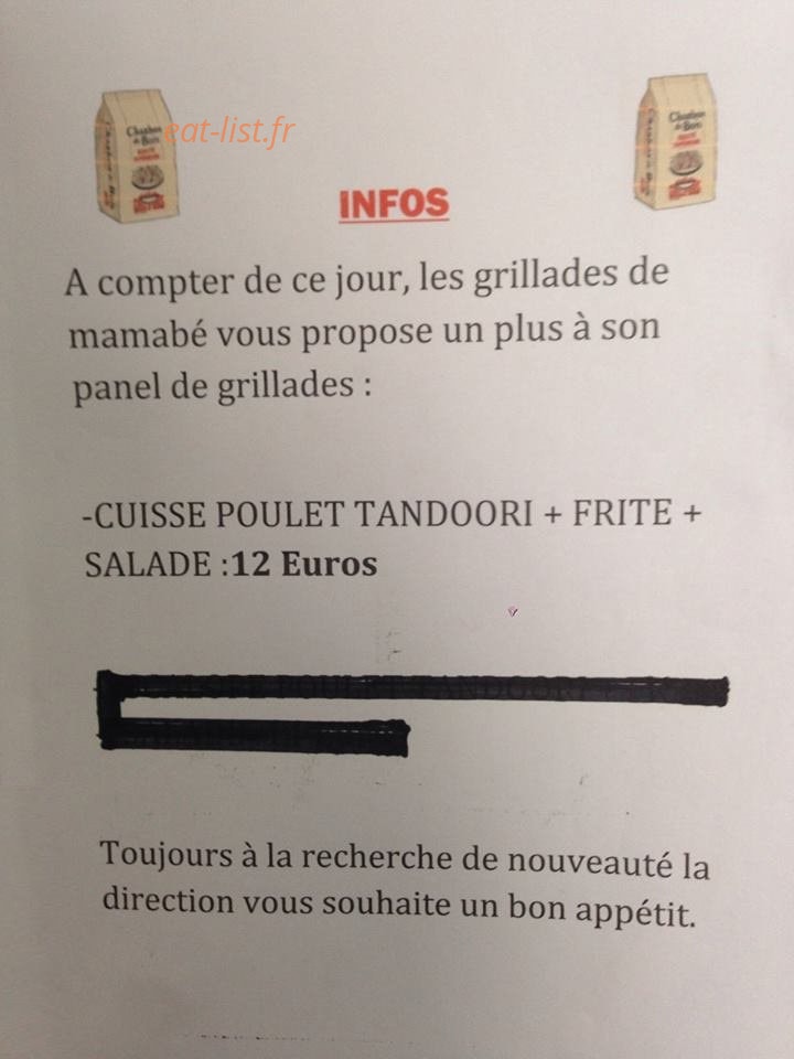 Les Grillades de Mamabé — carte page 1