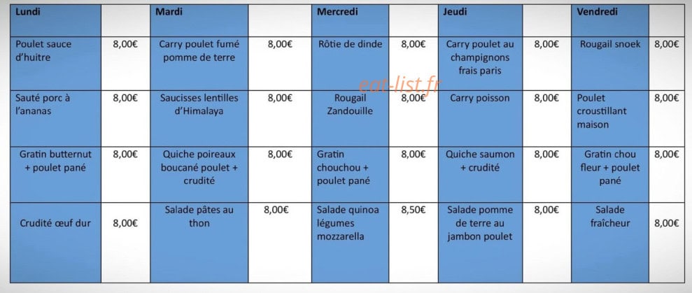 Les régals de chez kelly — carte page 1