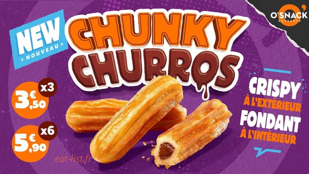 Carte et menu de O'tacos à Le Port — Chunky churros