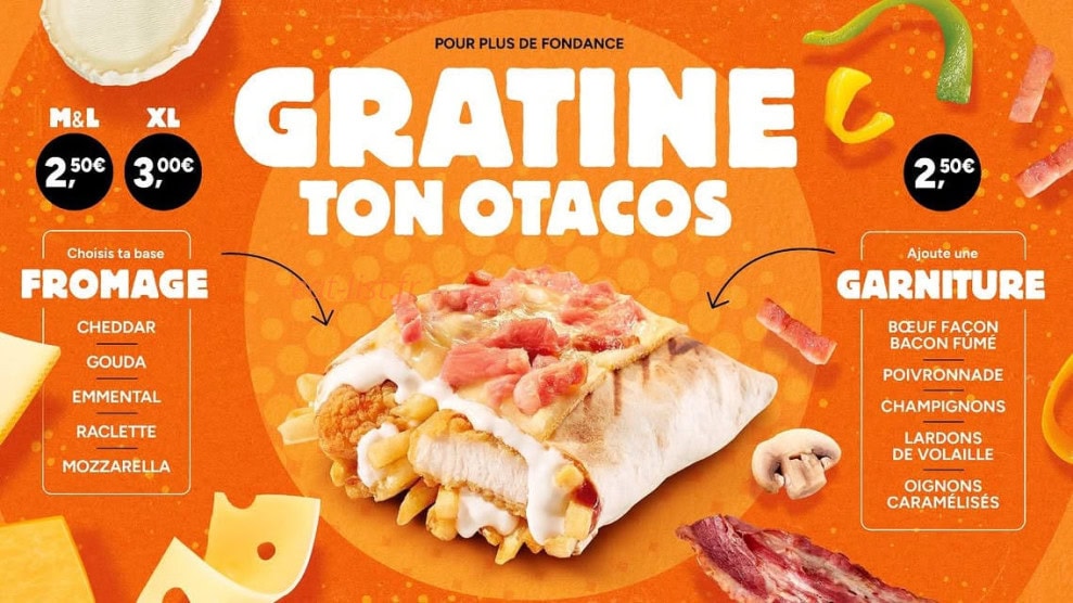 Carte et menu de O'tacos à Le Port — Gratiné