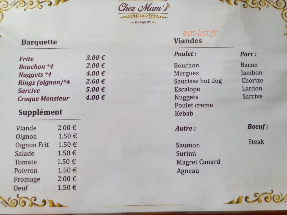 Chez Mam's By Fanny — carte page 7