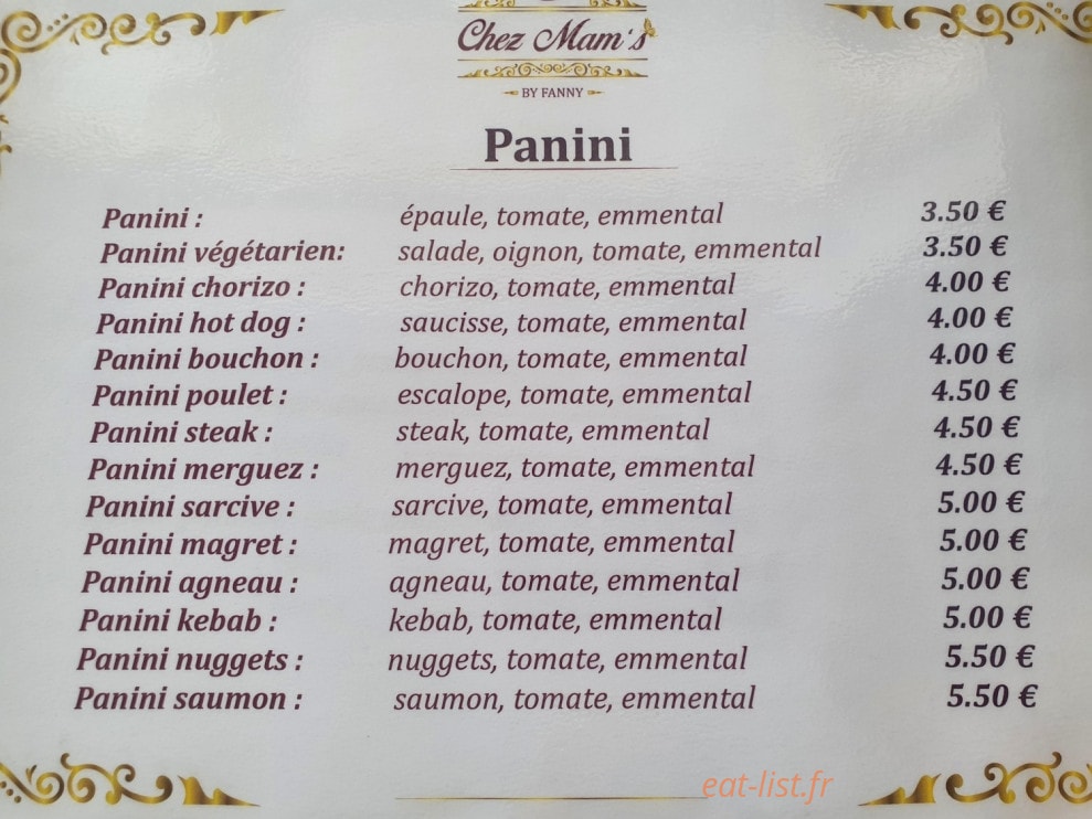 Chez Mam's By Fanny — carte page 4