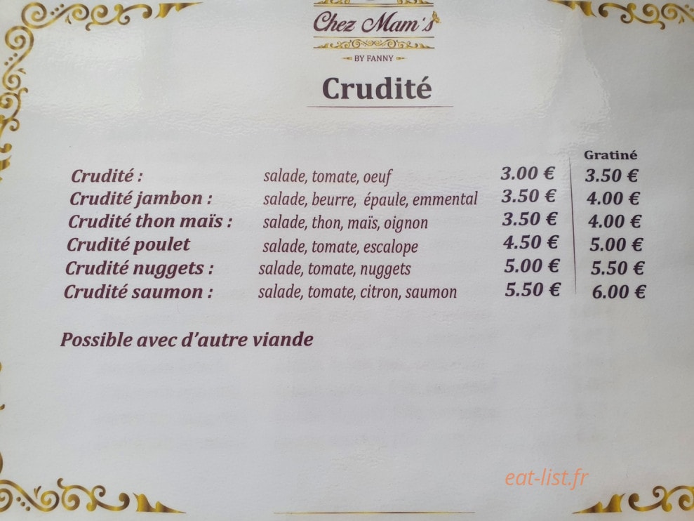 Chez Mam's By Fanny — carte page 6