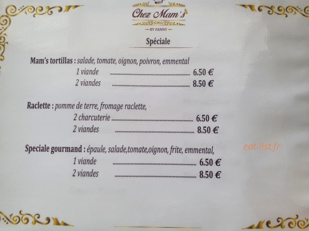 Chez Mam's By Fanny — carte page 3