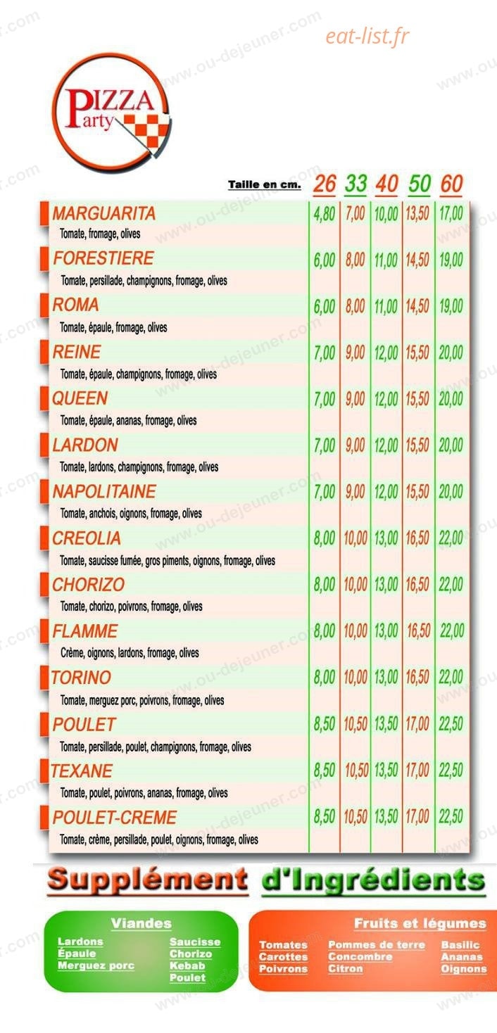 Pizza Party — carte page 2
