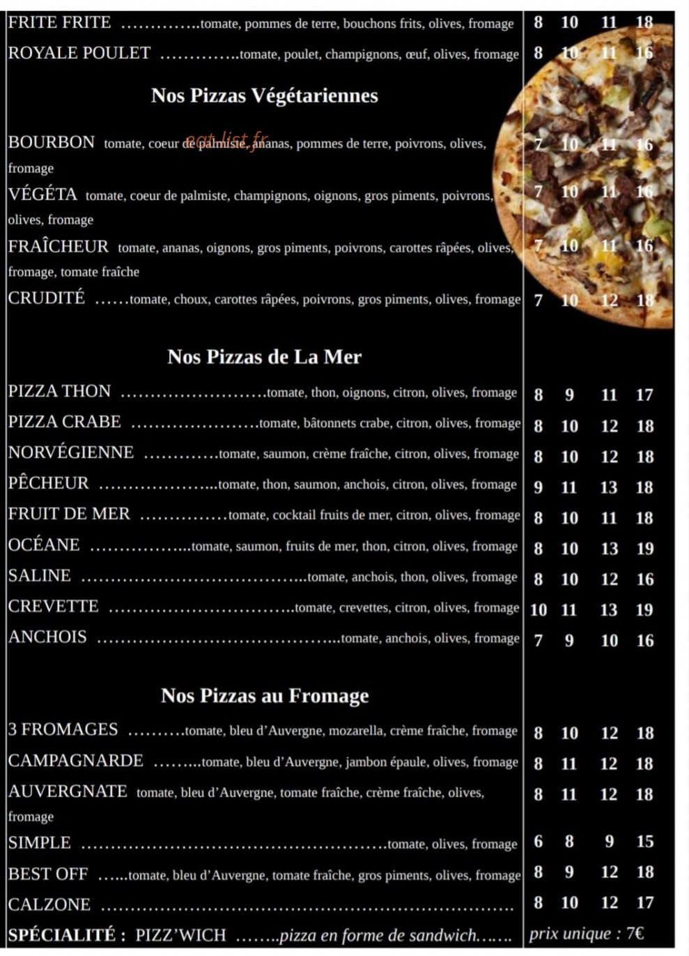 Pizza Arseno — carte page 2