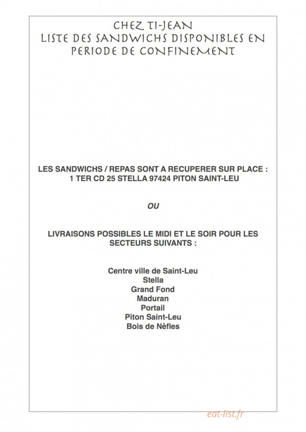 Chez Ti Jean — carte page 1