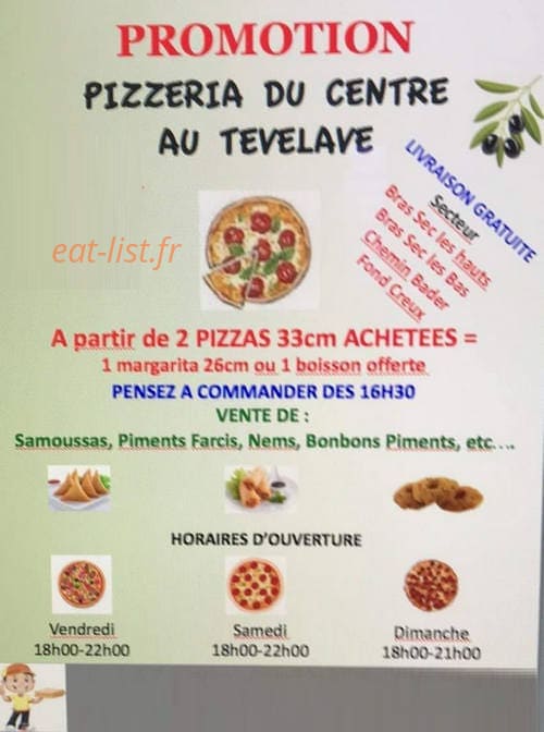 Pizzeria du centre — carte page 1