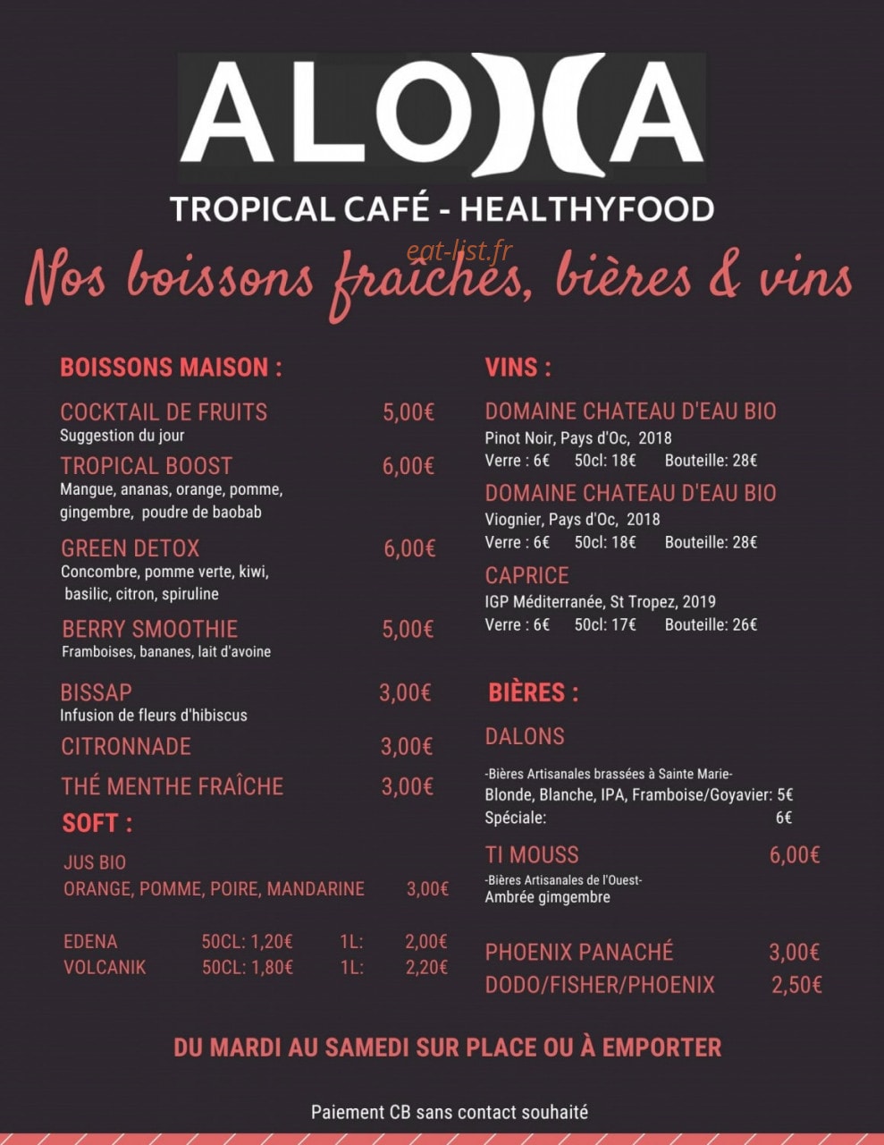 Aloha Tropical Café — carte page 5