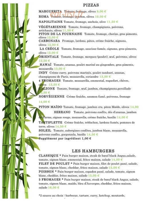 Le Bambou — carte page 2