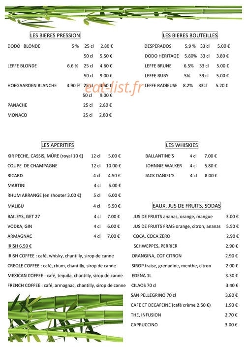 Le Bambou — carte page 5