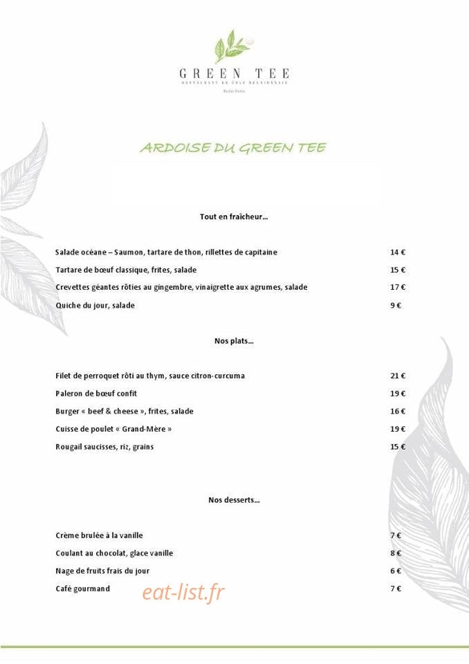 Le Green Tee — carte page 1