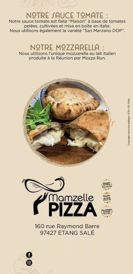 MamˋZelle pizza — carte page 6