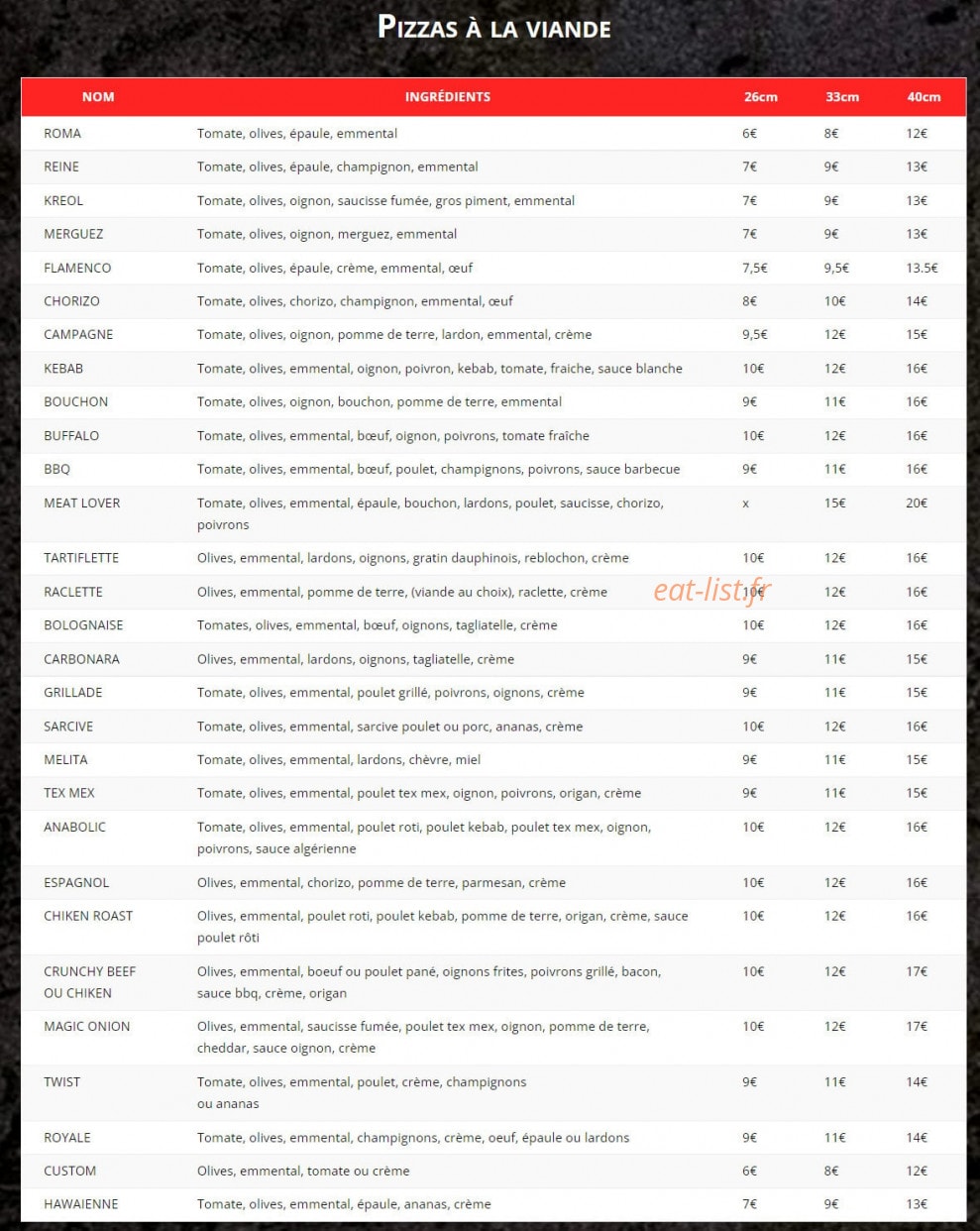 Mathieu Pizza — carte page 1