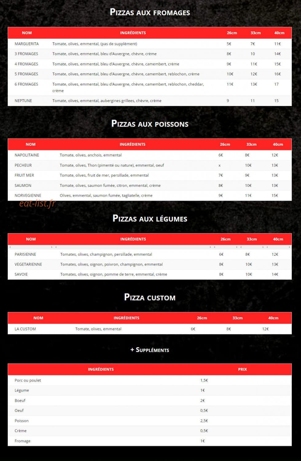 Mathieu Pizza — carte page 2