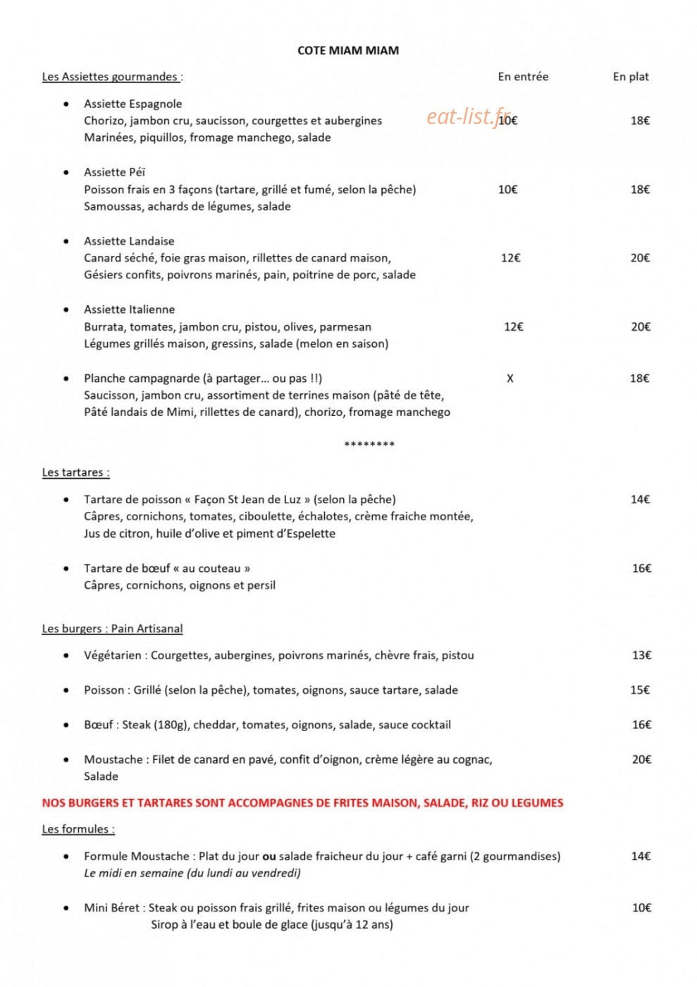 Moustache et Béret — carte page 1