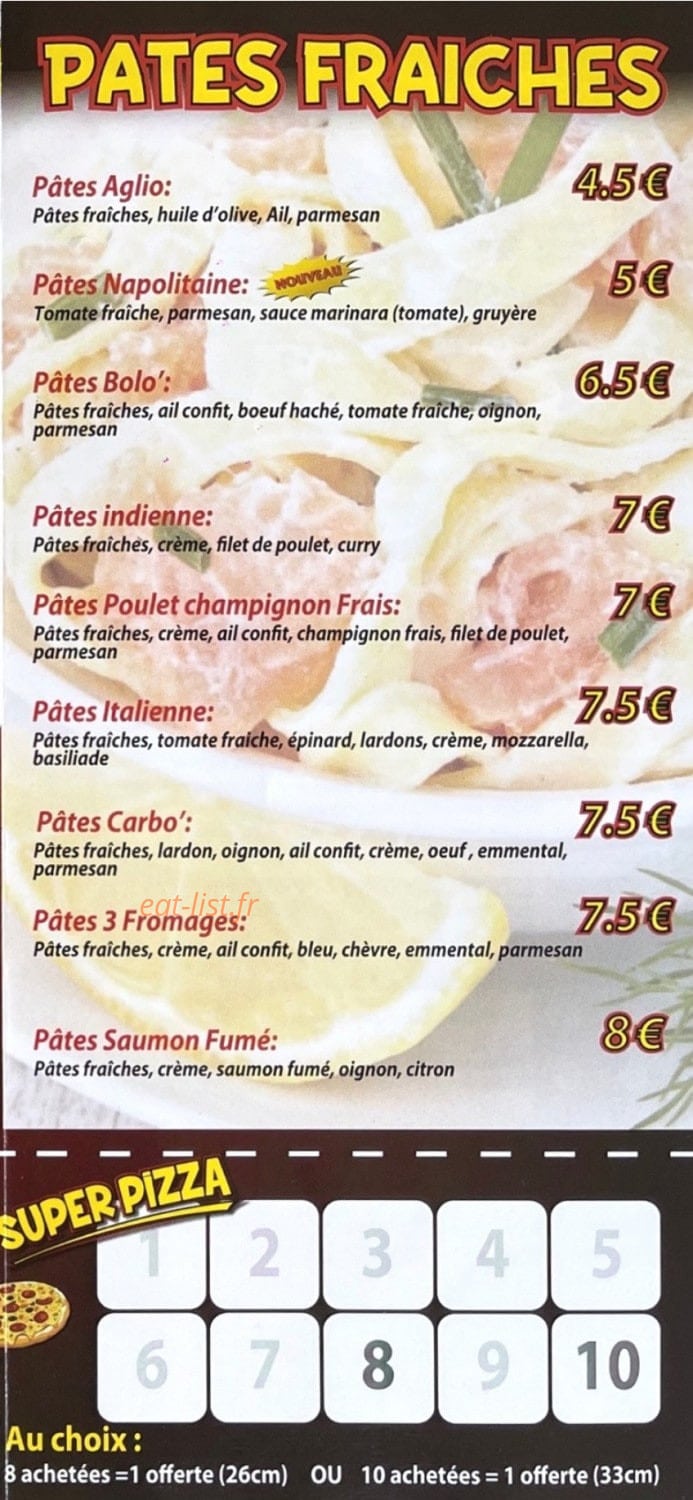Super Pizza — carte page 4