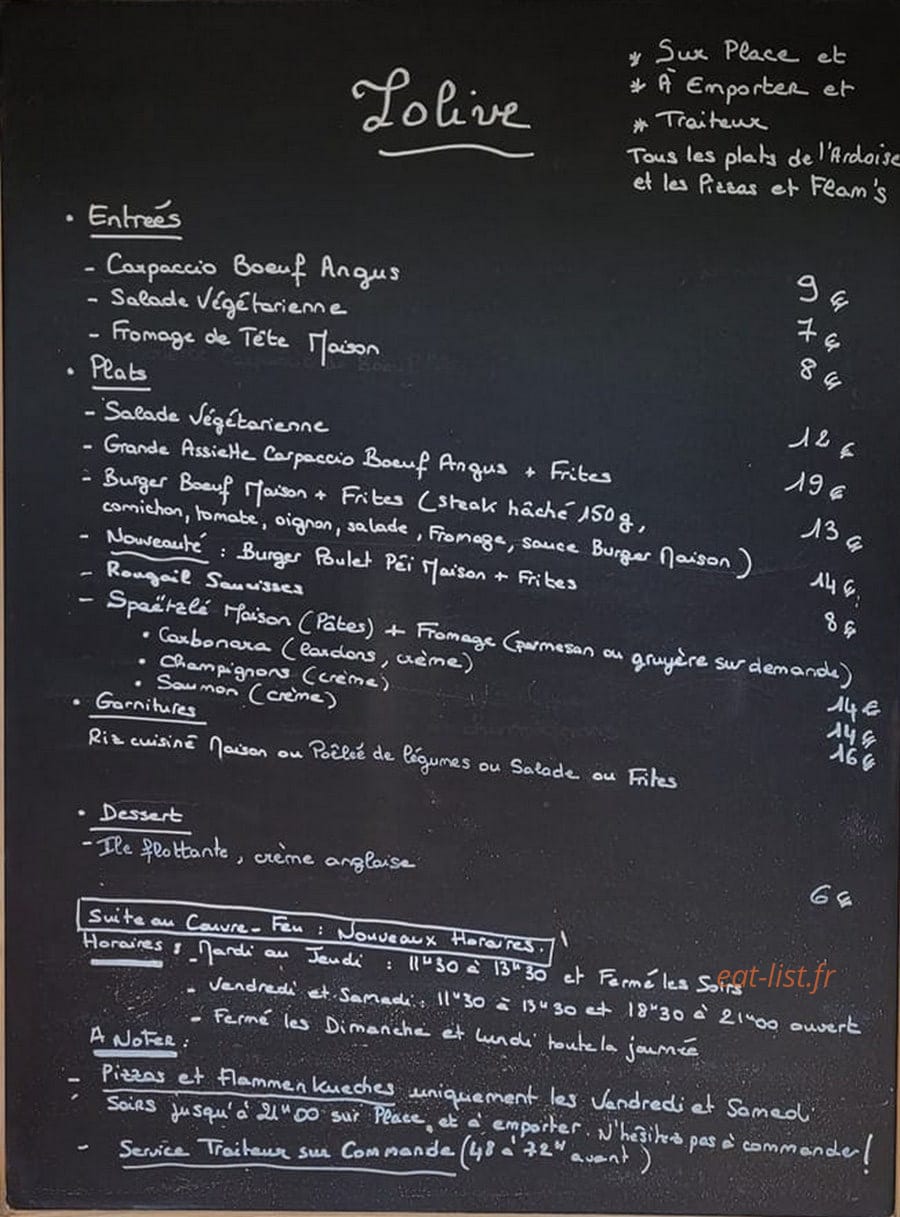 Restaurant Lolive — carte page 3