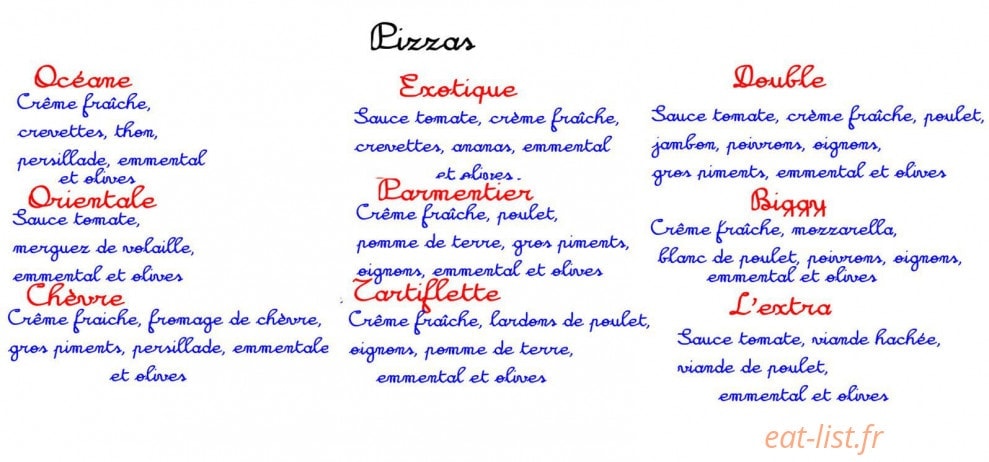 Baba Pizza — carte page 2