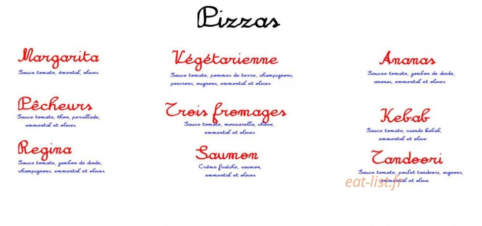 Baba Pizza — carte page 1