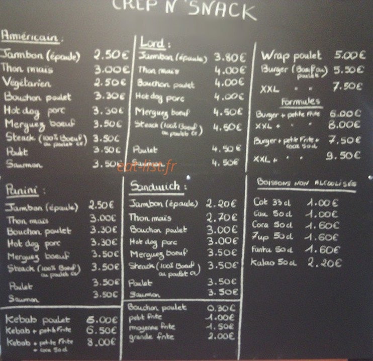 Crep'N Snack — carte page 1