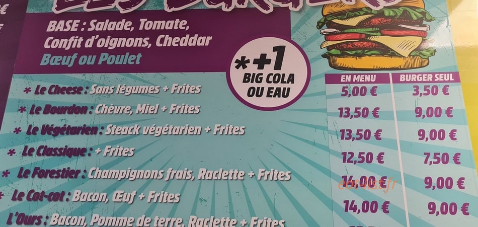 Le Burger — carte page 2
