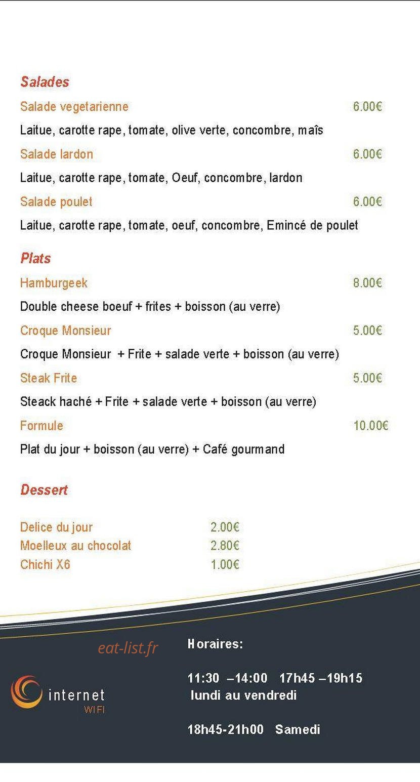 Le Cyber-Snack — carte page 2