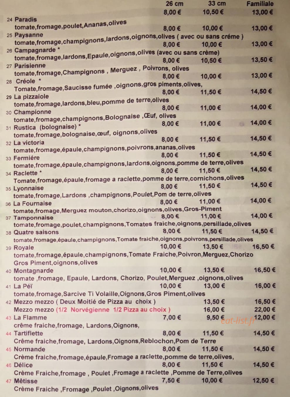 Le Pizzaiole — carte page 2
