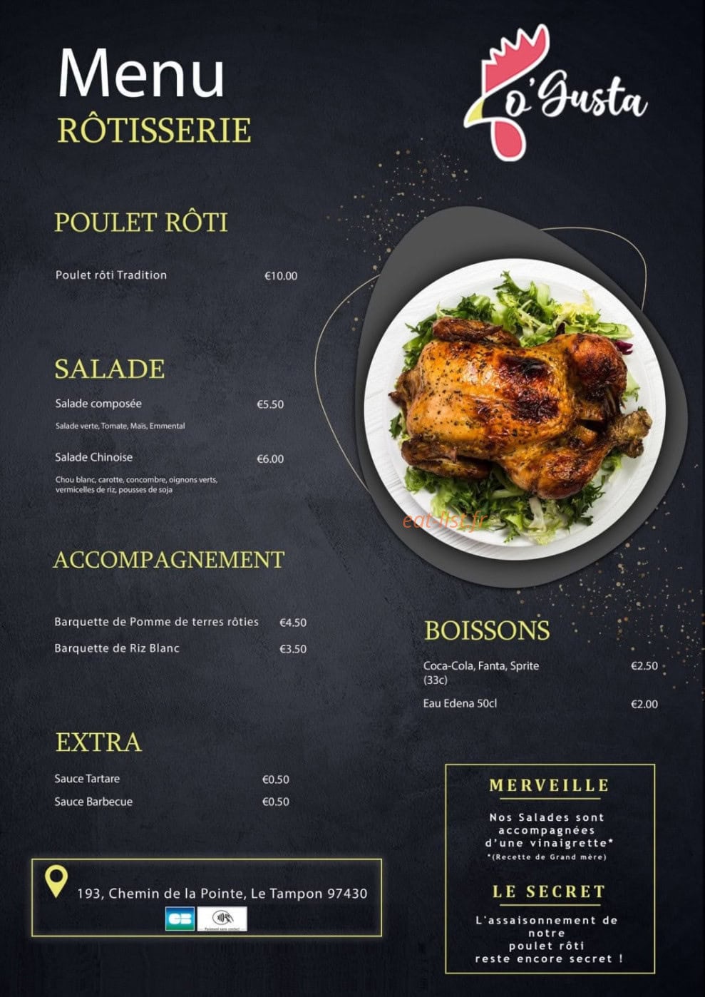 O'gusta Rôtisserie — carte page 1