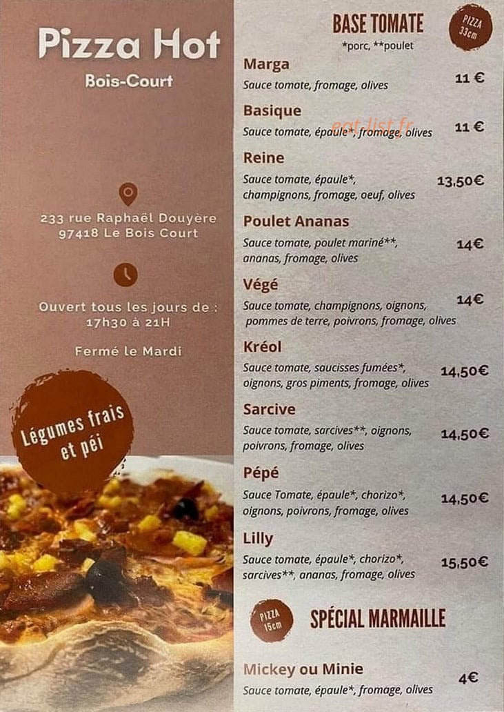 Pizza Hot — carte page 2