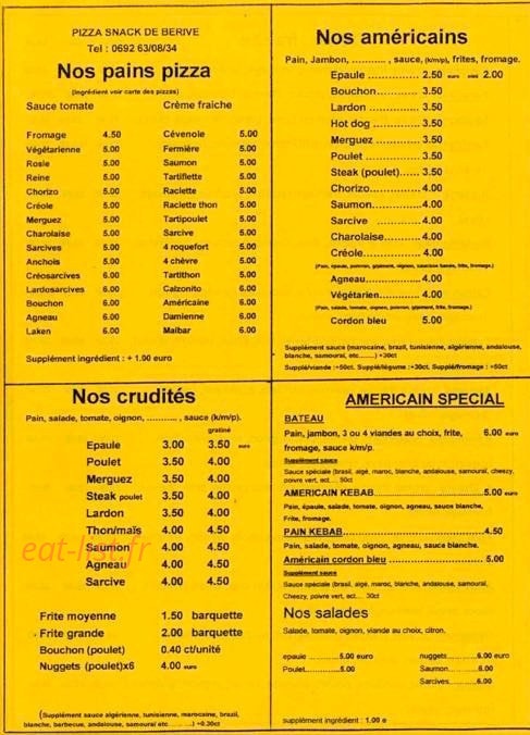 Pizzeria Snack de Berive — carte page 3