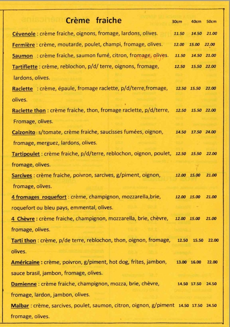 Pizzeria Snack de Berive — carte page 2