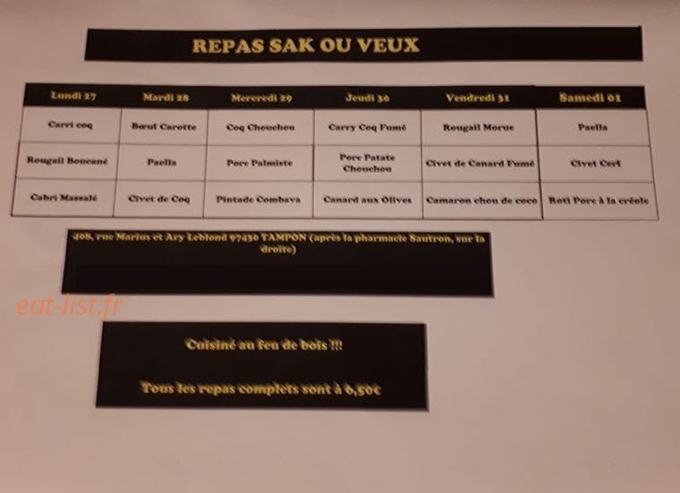 Repas Sak Ou Veux — carte page 1