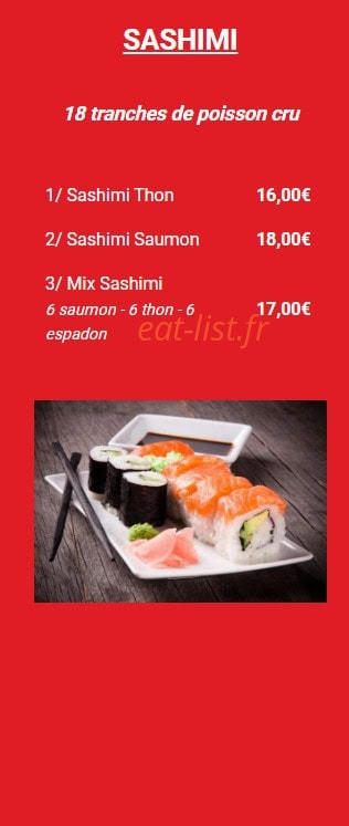 Samurai sushi — carte page 1