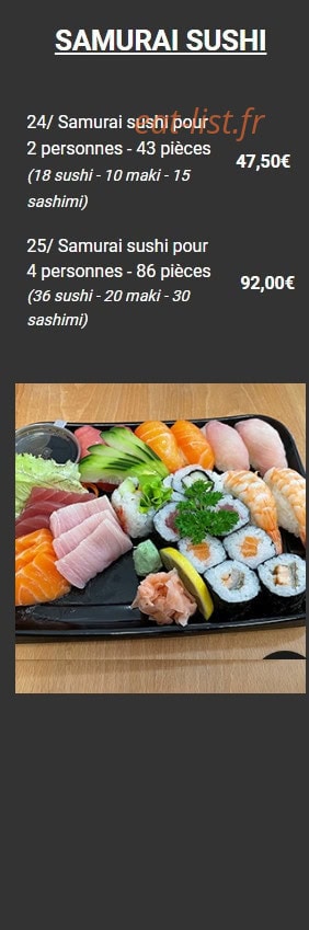 Samurai sushi — carte page 6