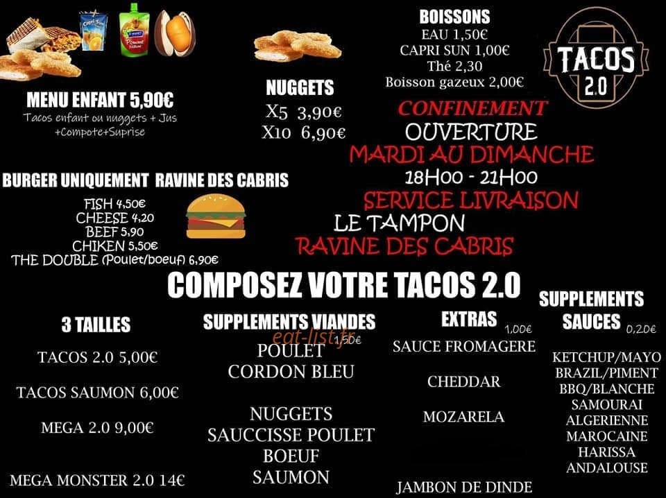Tacos 2.0 — carte page 1