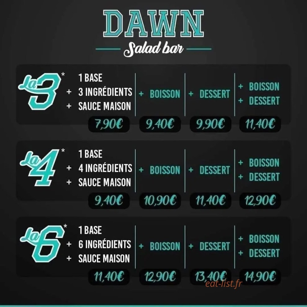 Dawn salad bar — carte page 1