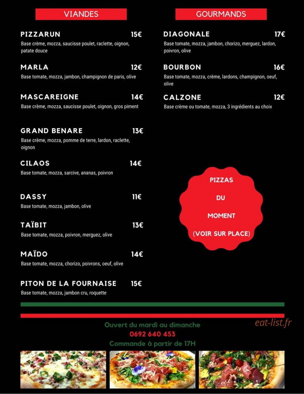 Kaz a' Pizza — carte page 2