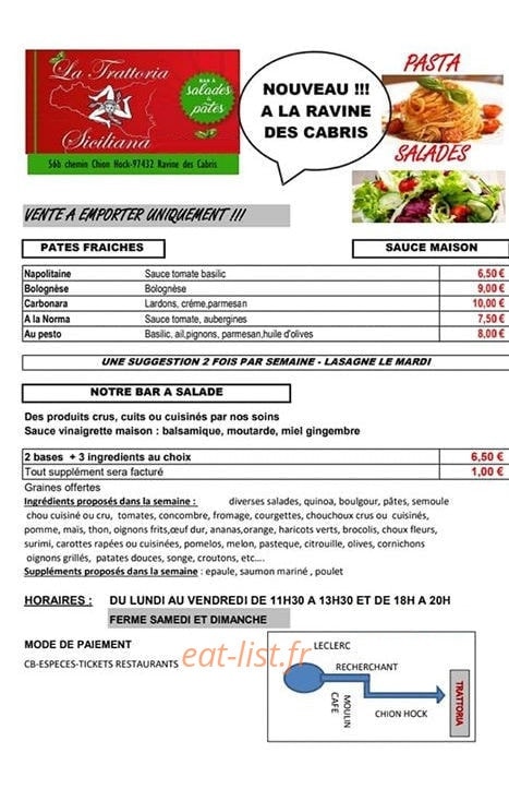 La Trattoria Siciliana — carte page 1
