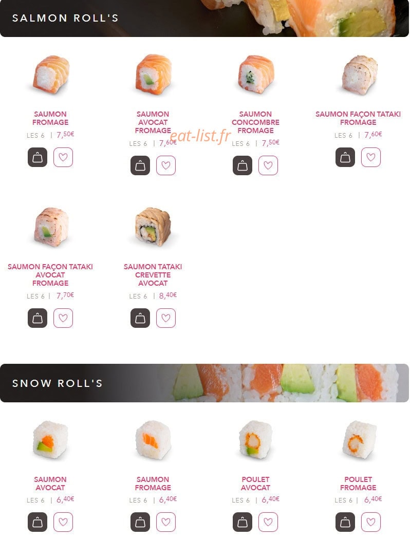 Lady Sushi — carte page 8