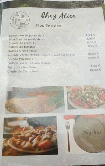 Chez Alice — carte page 1