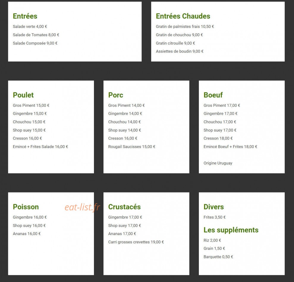 Le Petit Bambou — carte page 1
