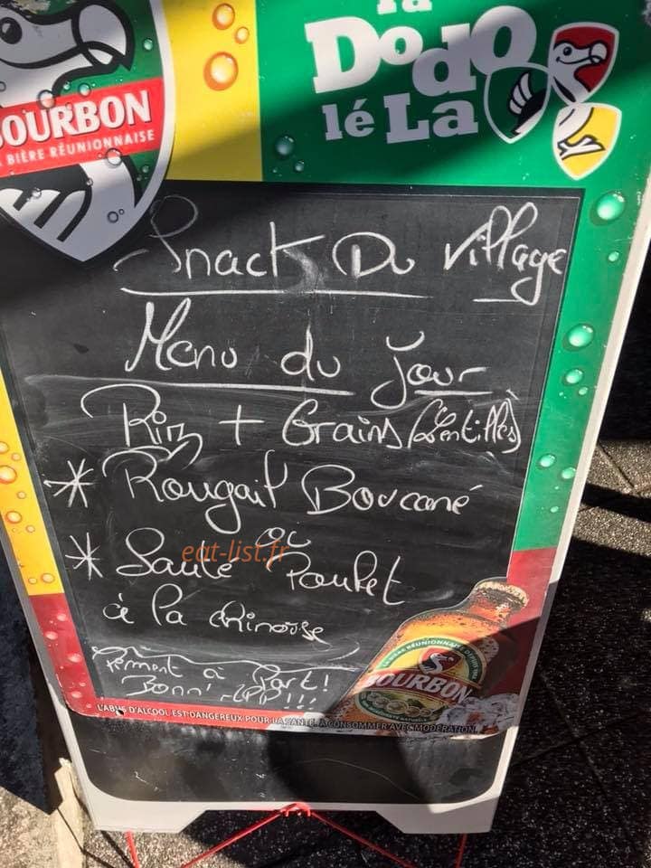 Snack du Village — carte page 1