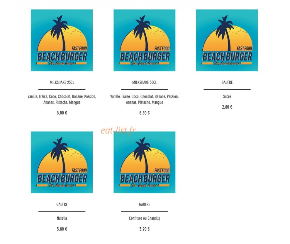 Beach Burger — carte page 6